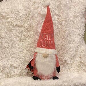 NEW! RAE DUNN "HOLLY JOLLY" PLUSH GNOME WITH BELLS